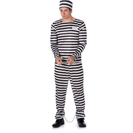 Generique - Black and white prisoner costume for men 44 - 46