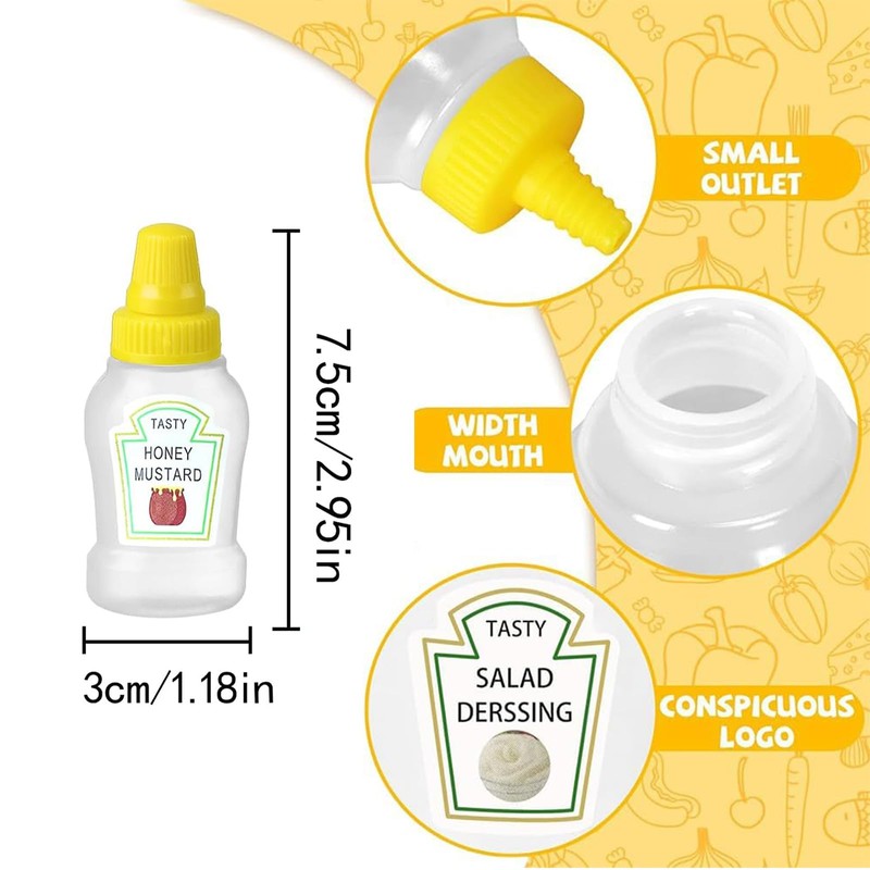 Mini Condiment Squeeze Bottles, 4 PCS Plastic Portable Seasoning Dispenser