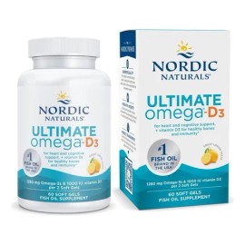 Nordic Naturals Suplemento Ultimate Omega D3 1280mg, 60 Caps Limón