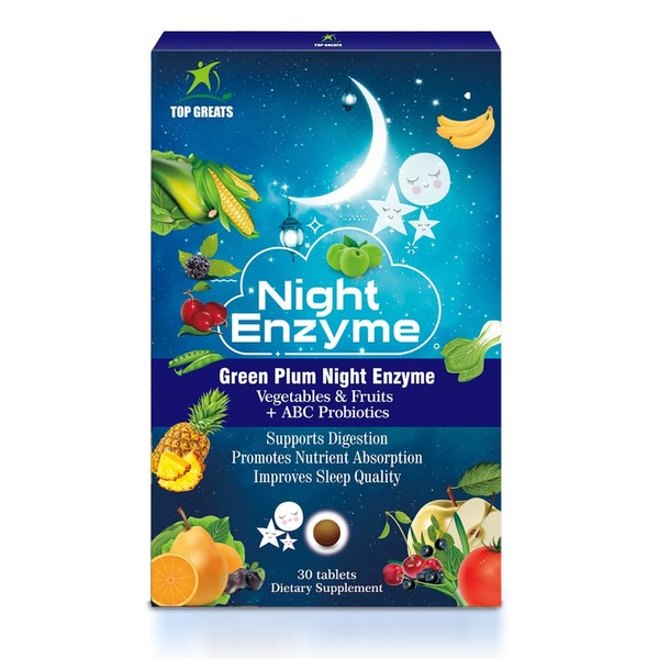 TOP GREATS Night Enzyme, Daily Multi Digestive Enzymes, Green Plum