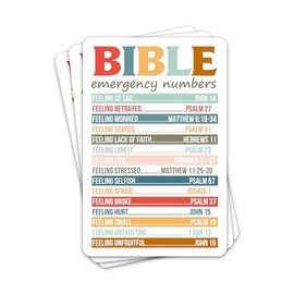3PCs Bible Emergency Numbers Sticker Inspirational Christian Bible Verse Sticker Religious Faith Waterproof Vinyl Stickers for Laptop Water Bottle Journal Scripture Decals Gifts for Women Men 3"x2"