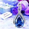 MABELLA Sterling Silver Simulated Blue Sapphire Gem Birthstone CZ Pendant