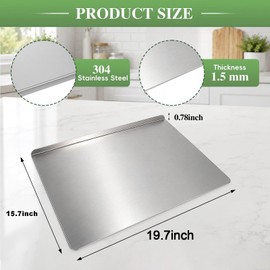 Large Stainless Steel Cutting Board with Lip for Kitchen - L-Shaped Double Sided Metal Chopping Board with Counter Edge for Meat, Fruits, Vegetables, Kneading Bread Dough Baking (19.7x15.7Inch)