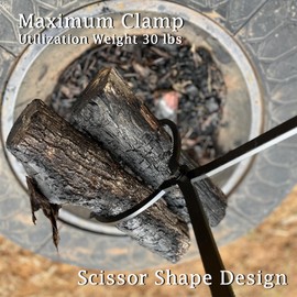 28" Firewood Tongs Log Grabber for Thick Logs Outdoor Indoor Camfire Firepit Bonfire Fireplace Tongs Heavy Duty Wrought Rustproof Safely Moves Firewood