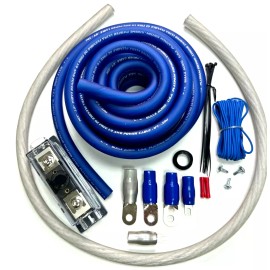 Bullz Audio 4000 WATTS BLUE 1/0 GAUGE AWG STRANDED POWER AMP KIT AMPLIFIER WIRING INSTALL