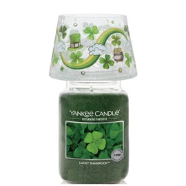 Lucky Shamrock Yankee Large Jar Candle with a St Patrick's Day Jar Candle Shade/Topper 2-pc Set