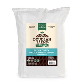 Organic Whole Wheat Flour 25 lb - Certified Organic, Non-GMO, Fresh Hard Red Winter Wheat, Resealable Bag Grown in the USA by Doudlah Farms