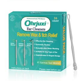 Ohrjuxi® Ear Wax Removal Tool - 36 PCS Reusable Ear Cleaners, Professional-Grade TPE, Effective & Gentle Ear Cleaning Kit, Clogged & Itch Ear Relief - Suitable for All Types of Ears(Hollow Ring Style)