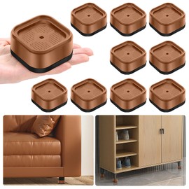 shouwuhho 9 Pack Furniture Risers Adjustable Bed Risers Heavy Duty Lifts Height 1", Square Stackable Bed Risers 1, 2 or 3 Inch for Desk Leg Table Couch Sofa Chair Bed Frame Legs Dorm, Brown