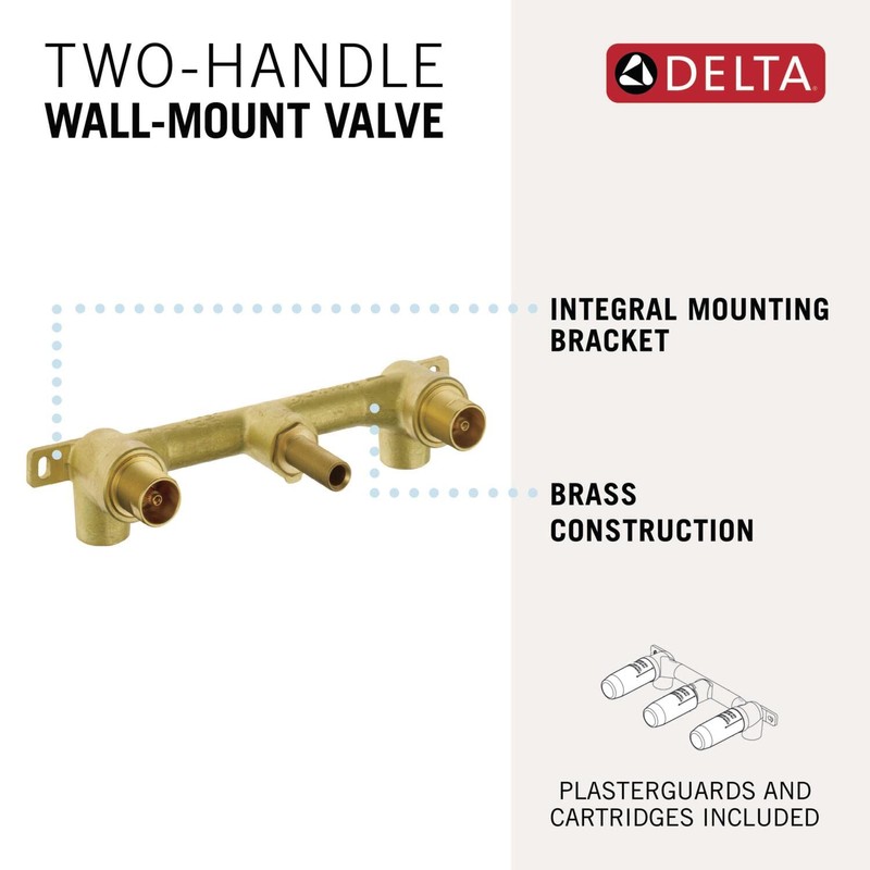Delta Faucet Wall-Mount Rough-In Valve for Delta 2-Handle Wall-Mount Bathroom