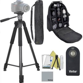 82" PRO Heavy Duty Tripod + Padded Backpack + Cleaning kit for for Canon EOS Rebel T7, T6, T5, T3, T100, 4000D, 2000D, 3000D