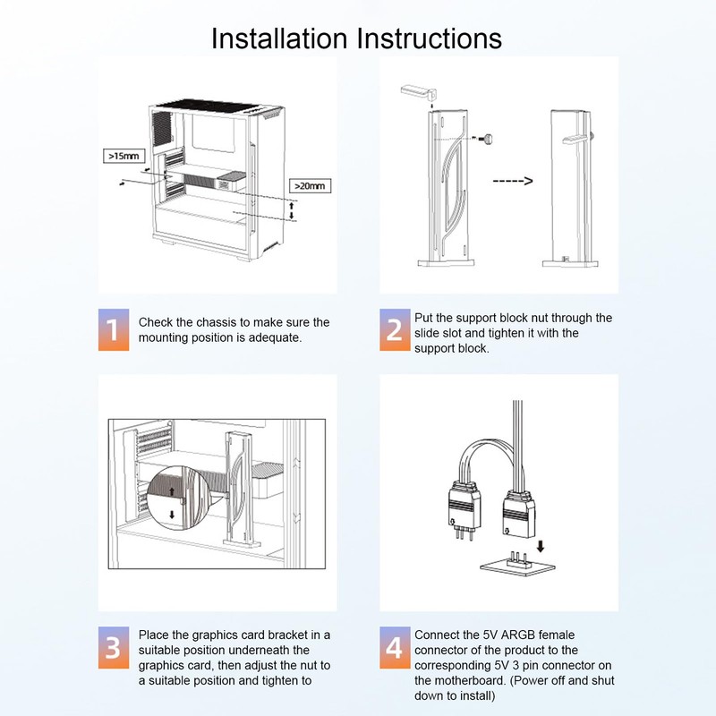 Pomya 5V 3PIN Addressable RGB Graphics Card GPU Brace Support