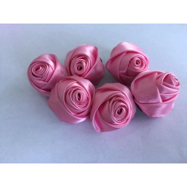 Unbranded Rose Shaped Lapel Stud Pin - Bright Pink Silky Texture 1 1/4 Inch