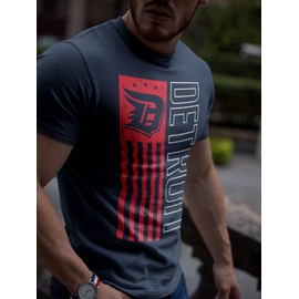 Detroit T-Shirts - Vintage Retro Style Detroit Shirt for Men with D Logo and American Flag USA