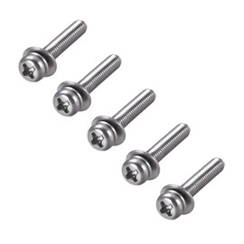 sourcing map M4 x 25mm Stainless Steel Phillips Pan Head Machine Screws Bolts Combine with Spring Washer and Plain Washers 5pcs