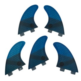 UPSURF Surfboard FCS Fins K2.1 Honeycomb+Fiberglass Thruster+Quad Set (Blue(Logo))