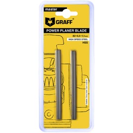 Planer Blade 82 mm HSS GRAFF, Master Wood Replacement Blade for Electric Planer. Real High Speed Steel Reversible Blade for Hand Planing of Common Power Tool Brands (Pack of 2, 35°)