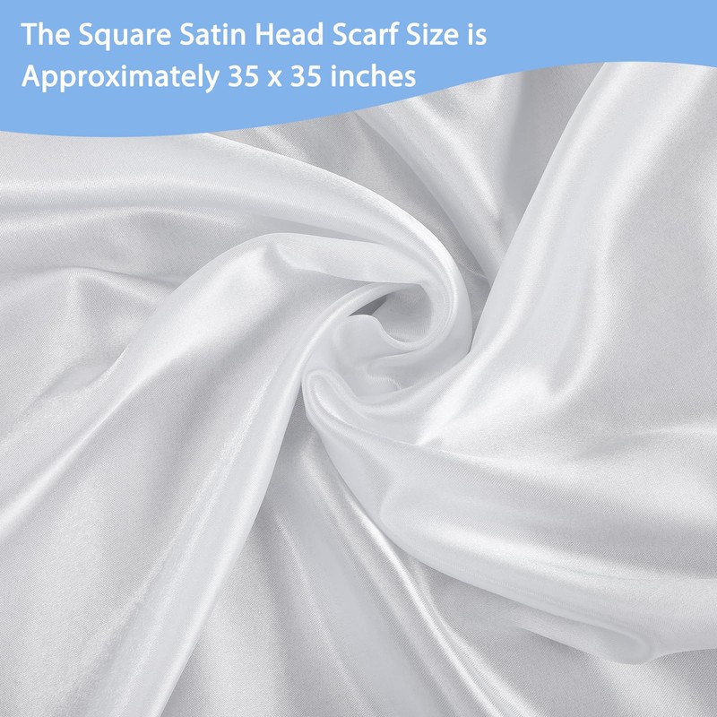 Andibro 35" Large Square Satin Head Scarf, Silk Shiny Solid
