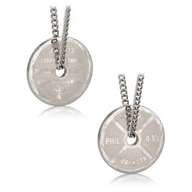 Stainless Steel Mini Weight Plate Necklace-Phil 4:13