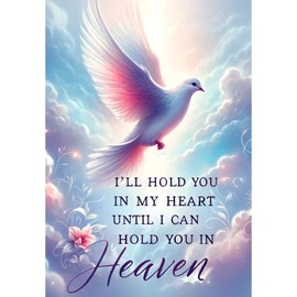 America Forever I'll Hold You in My Heart Garden Flag, 12.5 x 18 inches Flag, In Loving Memory, Dove Religious Memorial Cemetery Bereavement, Seasonal Porch Outdoor Decorative Double Sided Yard Flag