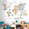 DTLIFEK Animal World Map Wall Decals Jungle Animal Wall Stickers