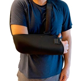 Ortones - Adjustable Arm Sling for Arm and Shoulder with Anti-Rotation Strap - Bilateral Immobilizer Universal Size - Black