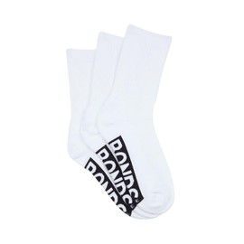 Bonds Women's Logo Cushioned Crew Socks, White (3 Pack), 8-11