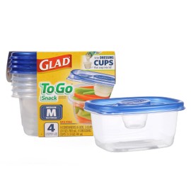 GladWare To Go Snack Food Storage Containers, Medium Rectangle, Holds 24 Ounces of Food, 4 Count Set