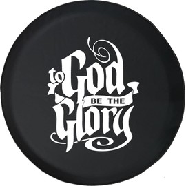 Funny Spare Tire Wheel Cover for Camper SUV Trailer Truck RV JP Thick PVC Leather | God be The Glory Jesus Christian Black 29 Inch