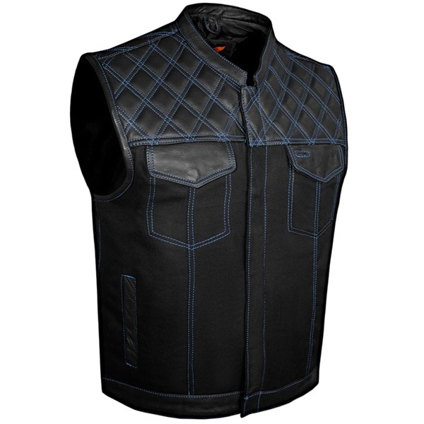Dream Apparel Men’s SOA Denim & Leather Motorcycle Vest for