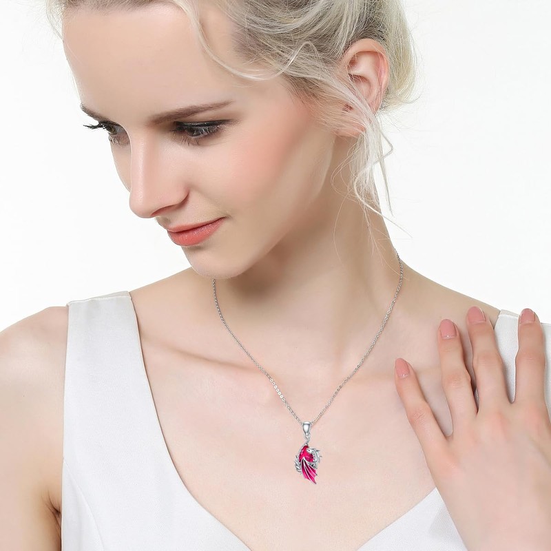 LONAGO Dragon Birthstone Necklace Wyvern Dragon Pendant Necklace Gift for