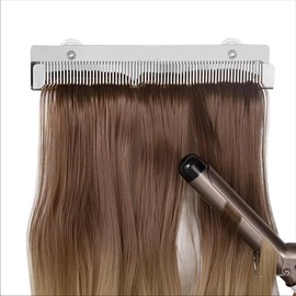 5-in-1 Hair Extension Holder and Hanger- Hands-Free Styling Tool with Suction Mount for Wash, Dry, Curl, Straighten. Dense Tooth Comb, 360° Visibility, Travel Ready 12" x 2" x 1.25