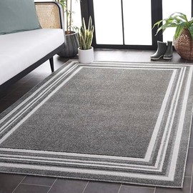 SAFAVIEH Cabana Collection Area Rug - 8' x 10', Grey & Ivory, Indoor/Outdoor, Weather Resistant & Washable, Ideal for Patio, Backyard, Mudroom, Deck (CBN634F)