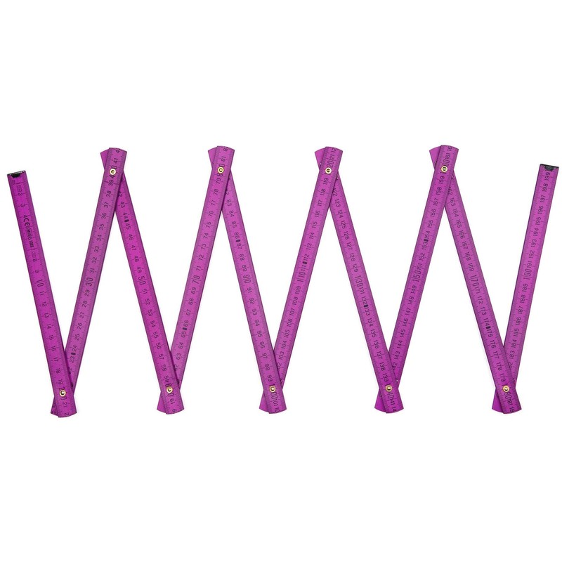 Metrie BL52 Folding Rule, Duplex Scale, 2 Metres, Colourful, purple