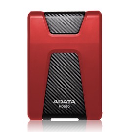 ADATA Disco Duro Externo HDD HD650, 1 TB, Rojo USB 3.1,Contra Polvo y Salpicaduras