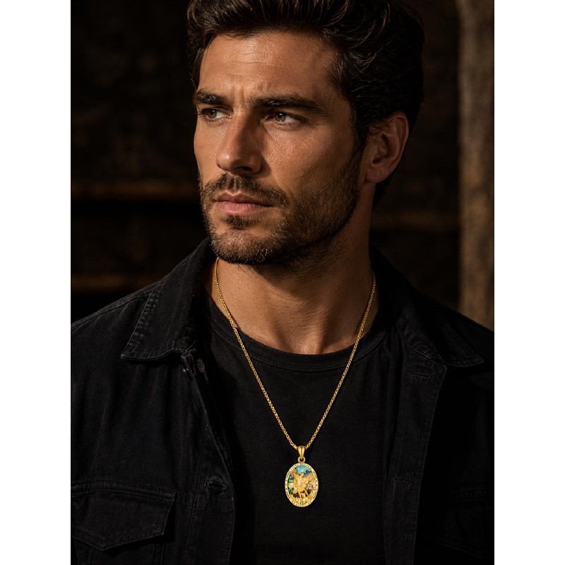 Grmdit St Michael Pendant for Men 925 Sterling Silver Saint