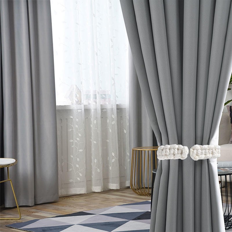 Vesaneae 4 PCS Braided Curtain Tiebacks, Hand Woven Boho Curtains