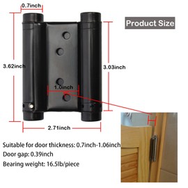 3" Double Action Spring Hinges, Self Closing Door Hinges for Saloon Cafe Pub Swinging Doors, 201 Stainless Steel, Including Pins and Screws, 4-Pack