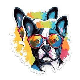 (2 Pack) Boston Terrier Dog Stickers - Boston Terrier with Sunglasses - Choose FromOver 100 Dog Breeds - 5 Inches On Longest Side - Premium Vinyl - Made in USA - BMCS0324