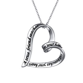 DAOCHONG S925 Sterling Silver Best Friend Friendship Heart BFF Jewelry Pendant Necklace for Women