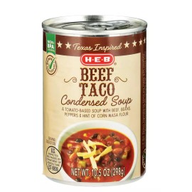 HEB H‑E‑B Texas-Inspired Beef Taco Condensed Soup 10.5OZ  8x Cans H-E-B