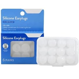 SUPERVIDA NUTRITION 12 Tapones para los oídos de silicona. (Blanco) Estuche Incluido. Tapones para dormir. 32 dB reducción de ruido de alta calidad. Impermeable. (12 tapones para los oídos)