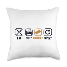 Set Cornhole Bags Game Bards Accessories Kit Gifts Eat Sleep Repeat Boards Bean Bag Game Cornhole Throw Pillow, 18x18, Multicolor