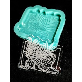Unbranded Shiny TIGER Rectangle Etched SILICONE Mold - Clay Resin Wax - Craft Charm DIY