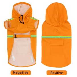 BWBIKE Waterproof Dog Raincoat, Adjustable Rainproof Clothing for Pets, Lightweight Dog Rain Jacket, Poncho Hoodies with Reflective Stripes, for Small, Medium, Large Dogs, Orange, XXL