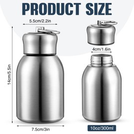 Mifoci 1 Pcs 10oz Mini Water Bottles Stainless Steel Slim Insulated Thermal for Hot Cold Drink Thermal Small Vacuum Portable Water Bottle for Women Gifts Travel Camping Hiking (Steel Color)