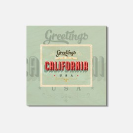 Unbranded California USA State Greetings Vintage 4'' X 4'' Square Wooden Coaster