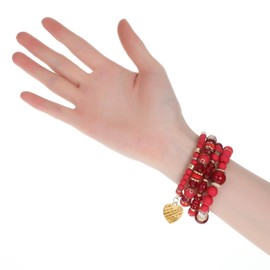 Ymapinc Stackable Red Beads Bracelets，Boho Bracelets For Women Stackable Friendship Wrap Bracelet Multi-Layer Beaded Crystal Stretch Bracelet Boho Preppy Charm Gemstone Party Favors