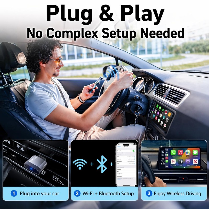 OTTOCAST Mini Nova 2-in-1 Wireless CarPlay & Android Auto AI