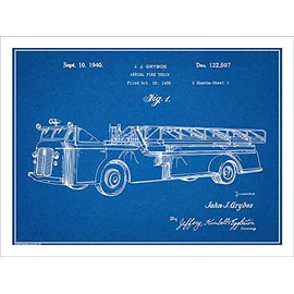 Studio 21 Graphix 1939 Aerial Fire Truck Patent Print Art Poster UNFRAMED Blueprint 18" X 24"